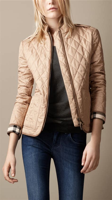 burberry brit quilted leather jacket|Burberry diamond quilted fitted jacket.